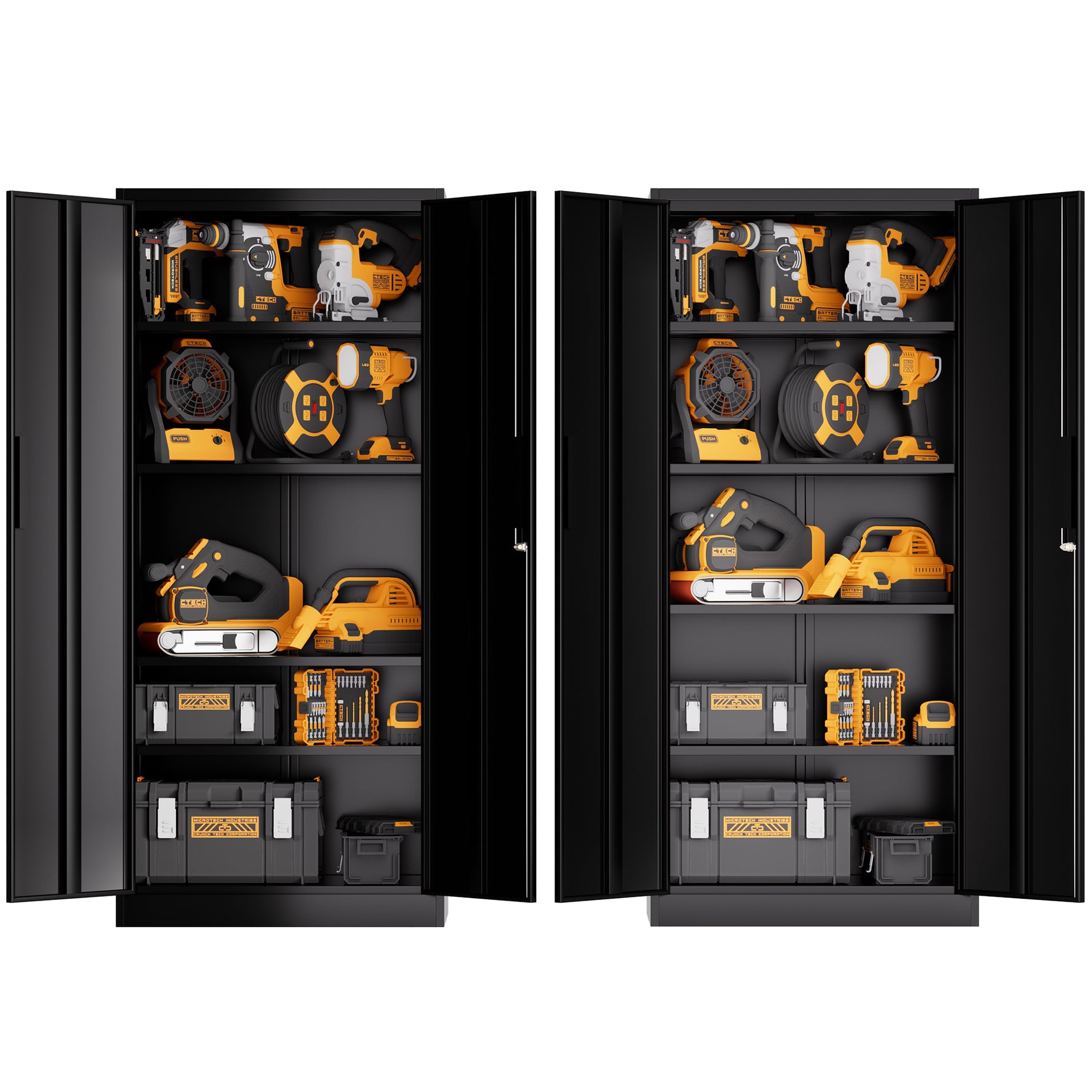 Locking Steel Garage Storage Cabinet with 4 Adjustable Shelves for workshop, garage, storage, or utility use