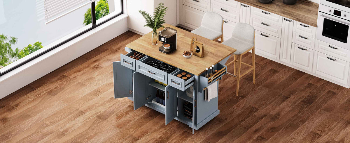 54 in. Rolling Kitchen Island with Drop Leaf & Storage product view 95