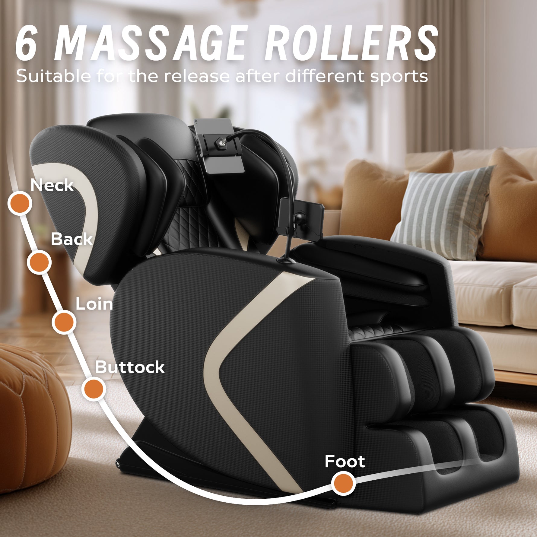 Zero Gravity Massage Chair with Bluetooth Speakers detail image 14
