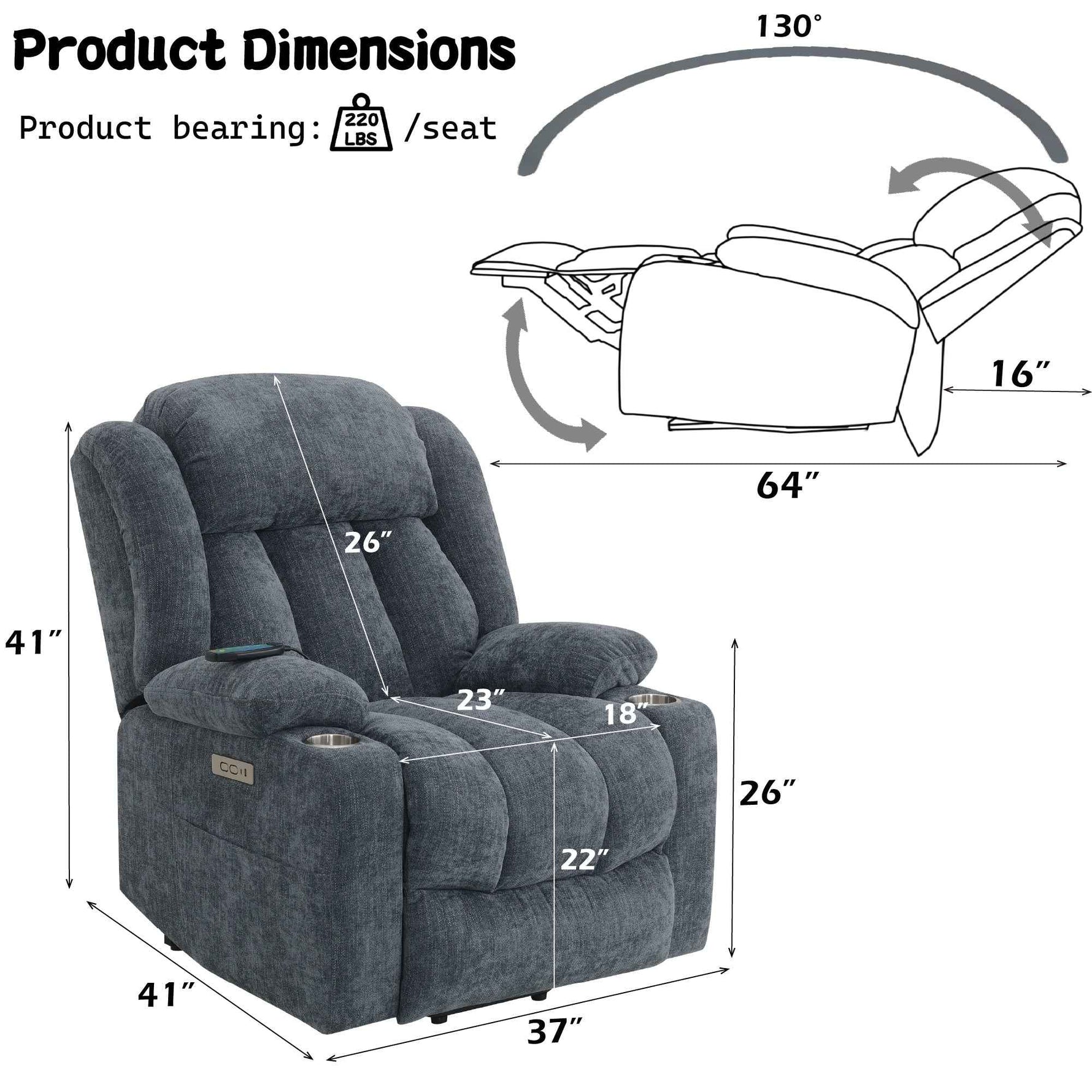 Nairi Power Recliner with Lift and Heating and Massage detail image 10