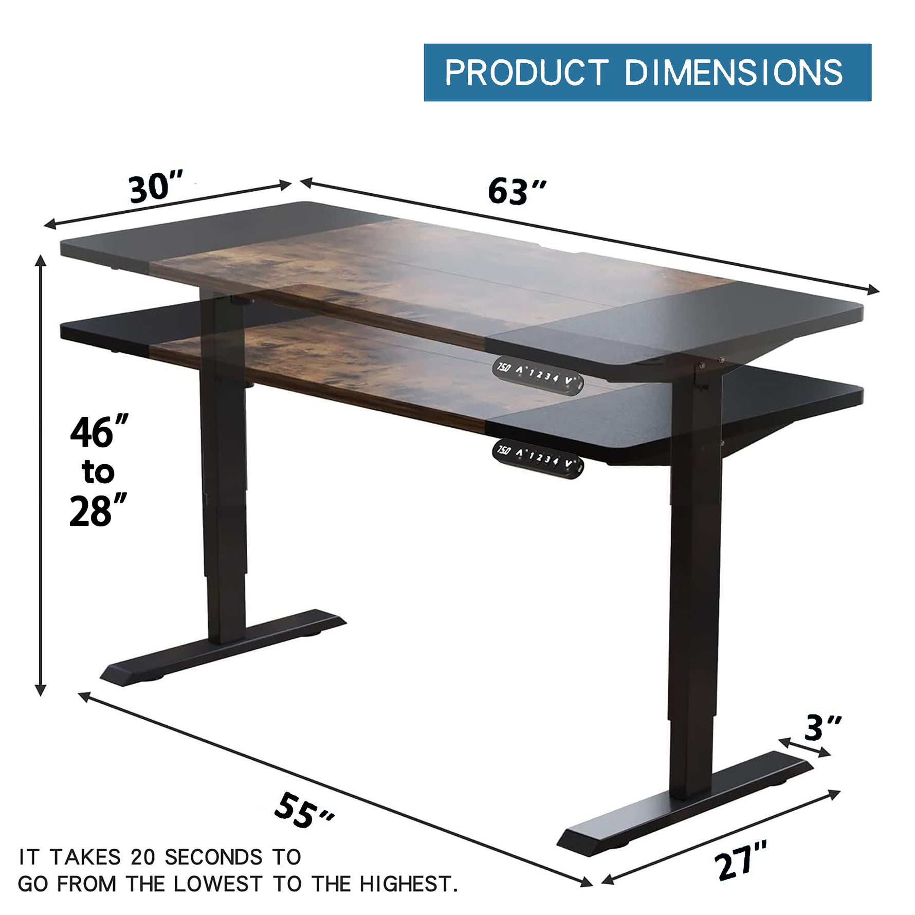 63" x 30" Electric Standing Desk with Splice Board workspace desk setup