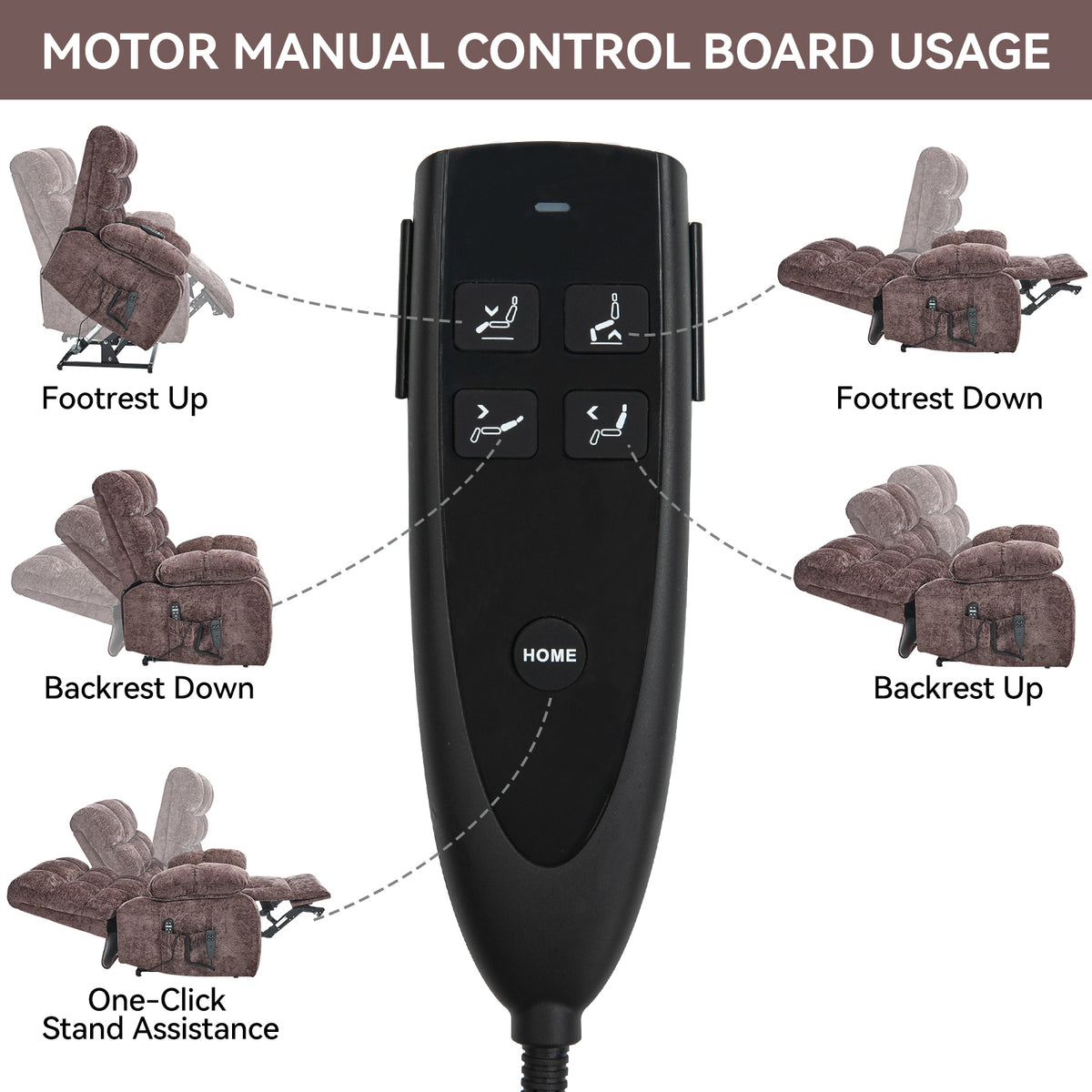 Dual-Motor Lift Recliner with Heat & Massage, 350 lb Capacity detail image 65