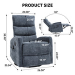 Heat Massage Manual Recliner Chair with Rocker and Swivel in Fabric for Living Room detail image 19