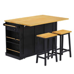 53 in. Farmhouse Kitchen Island with Power Outlet & Stools product view 111