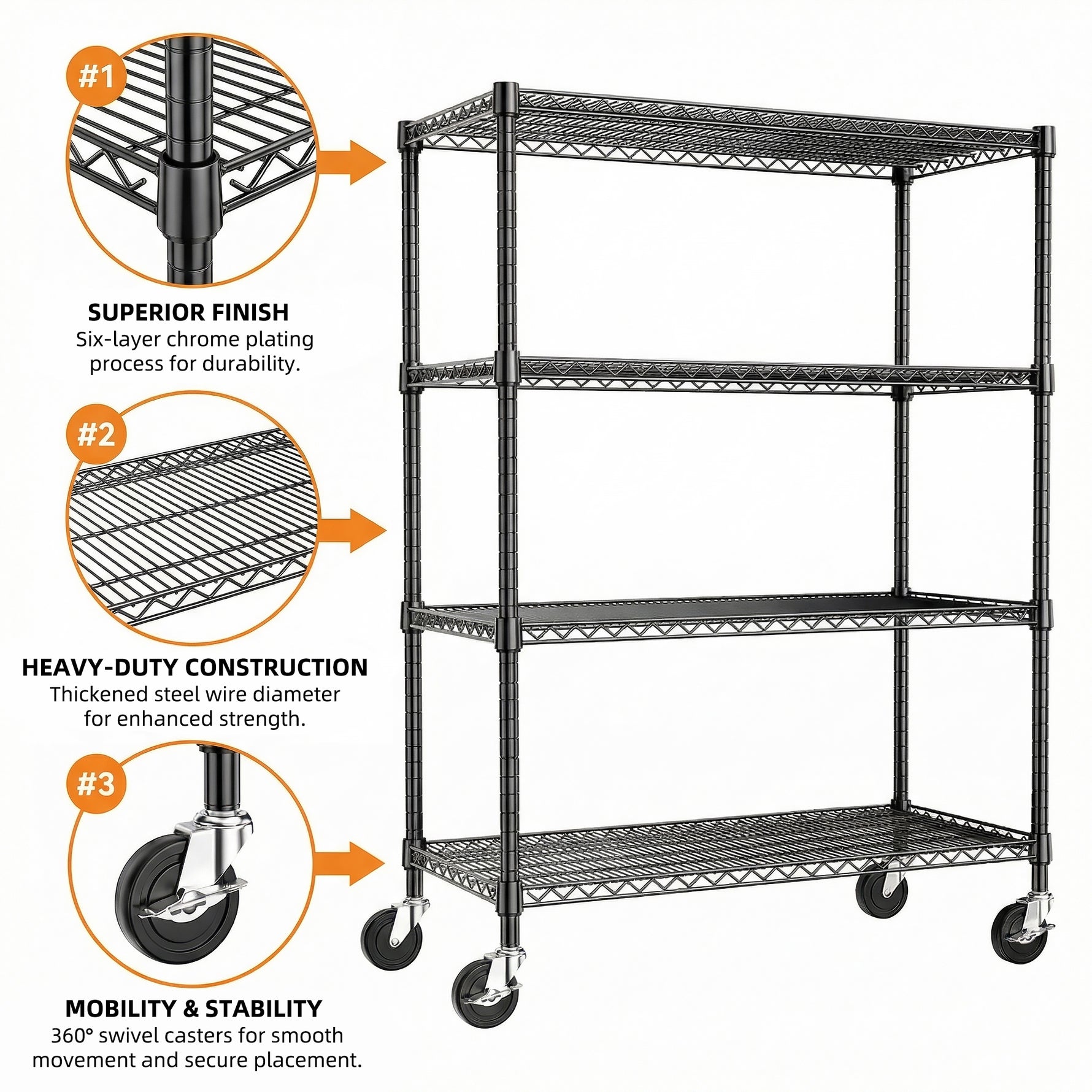 2640 lb Industrial 4-Tier Metal Shelving Unit for workshop, garage, storage, or utility use