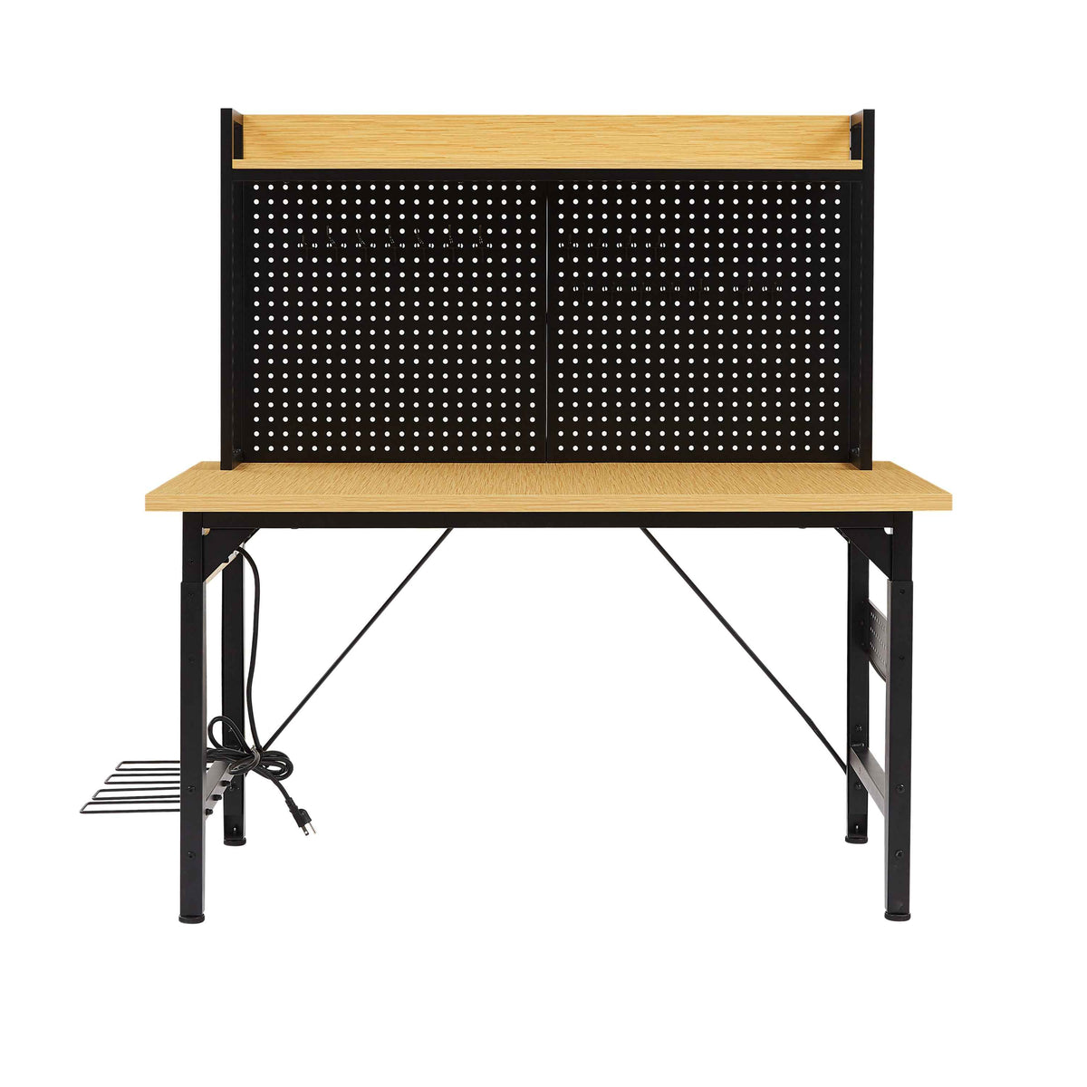 Heavy-Duty Adjustable Workbench with Pegboard & Wheels workshop project bench