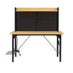 Heavy-Duty Adjustable Workbench with Pegboard & Wheels workshop project bench