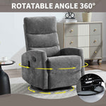 Heat Massage Manual Recliner Chair with Rocker and Swivel in Fabric for Living Room detail image 39