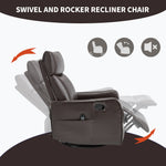 Faux Leather Heat Massage Manual Recliner Chair with Rocker and Swivel for Living Room detail image 24