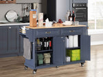 Rubberwood Drop-Leaf Kitchen Cart with 3 Drawers product view 48
