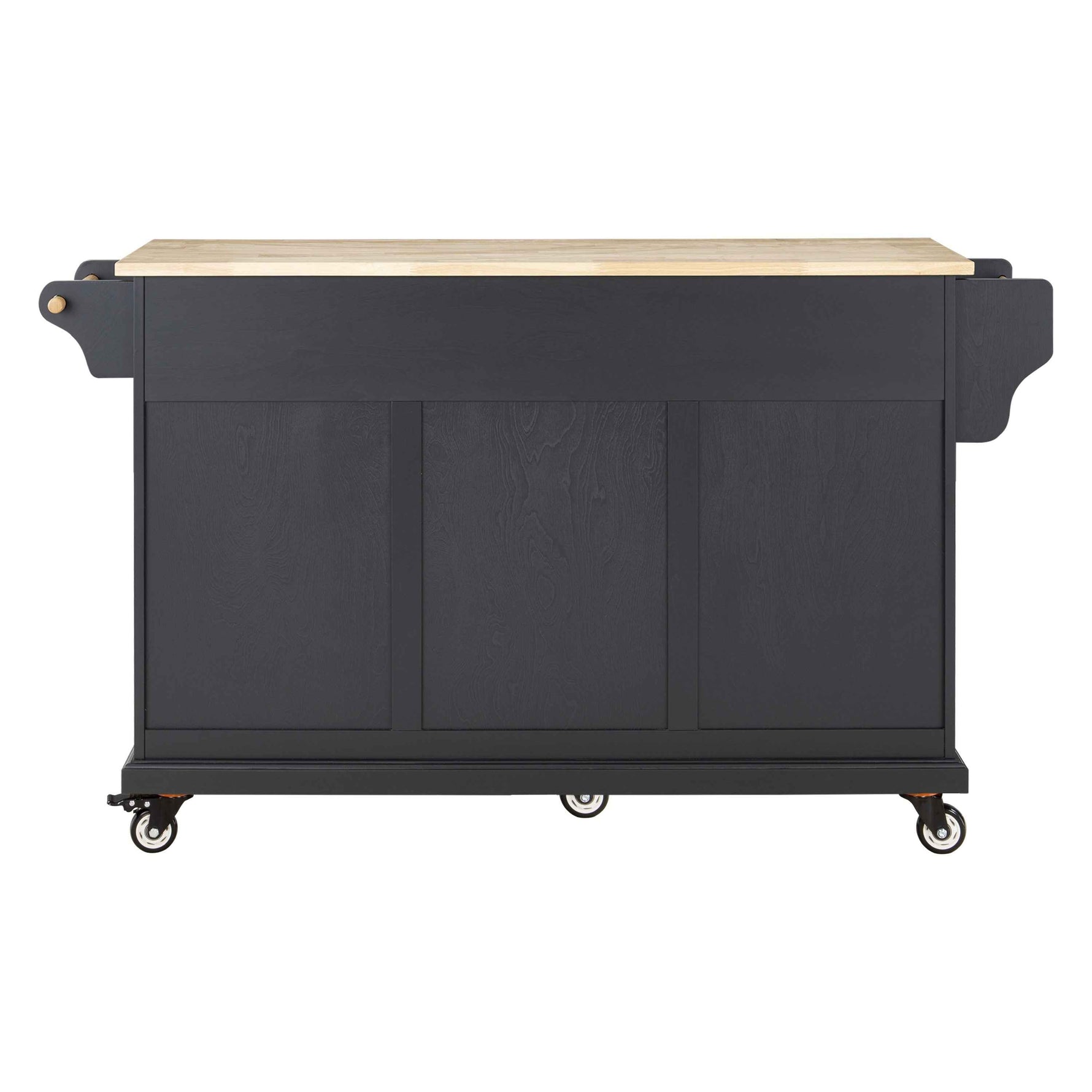 Rubberwood Drop-Leaf Kitchen Cart with 3 Drawers product view 17