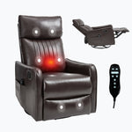 Faux Leather Heat Massage Manual Recliner Chair with Rocker and Swivel for Living Room detail image 32