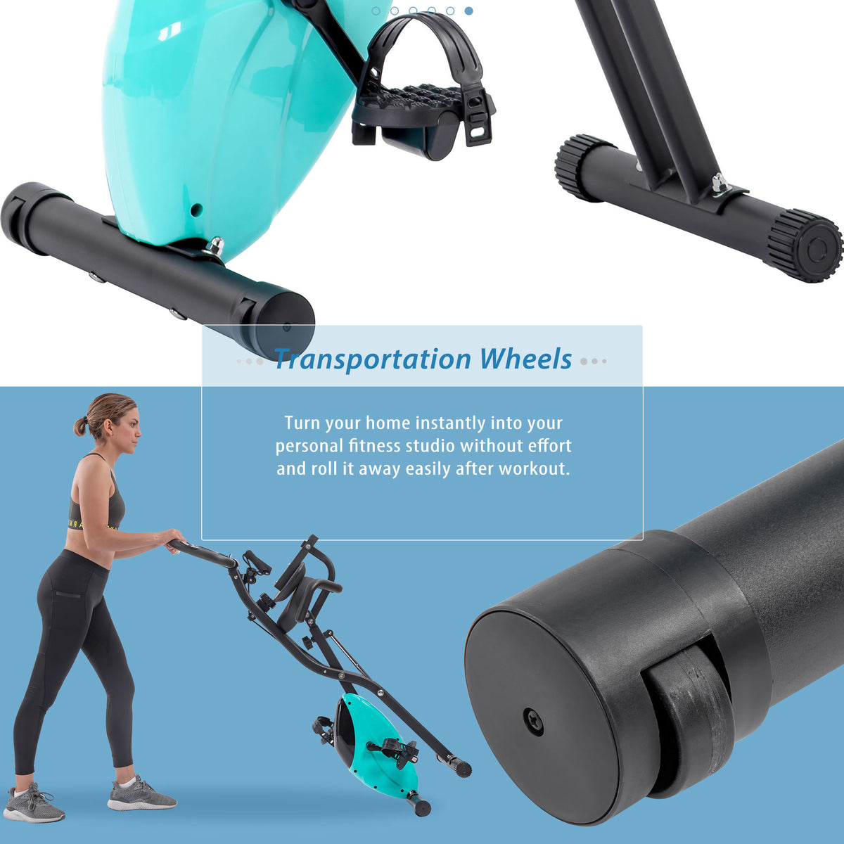 Folding Stationary Bike with 16-Level Magnetic Resistance, 300 lb Capacity detail image 39
