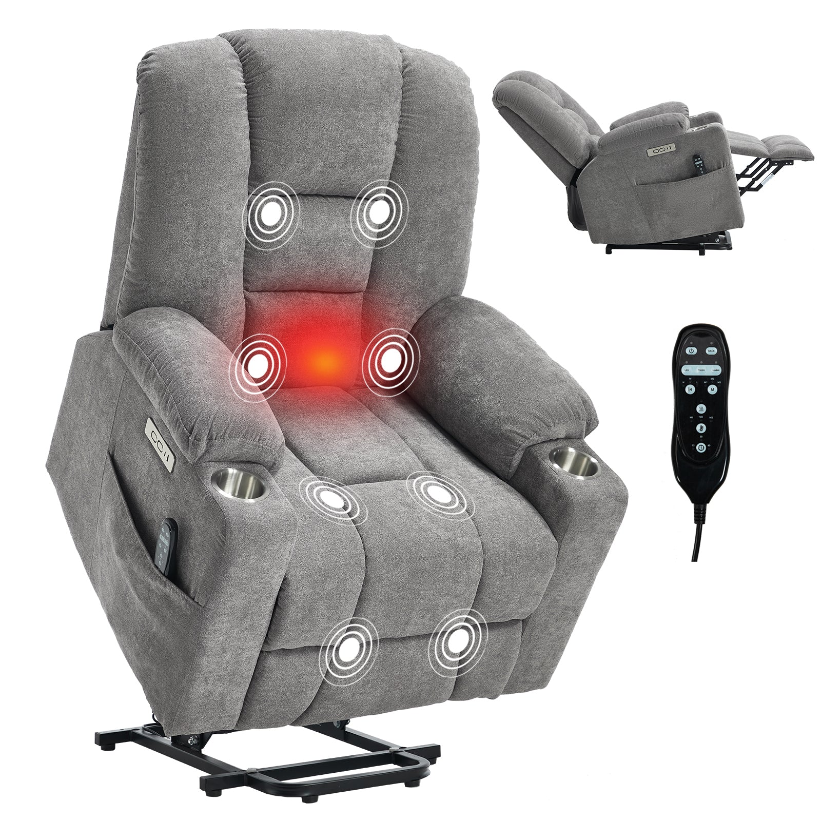 Large Dual-Motor Power Lift Heat & Massage Recliner detail image 30