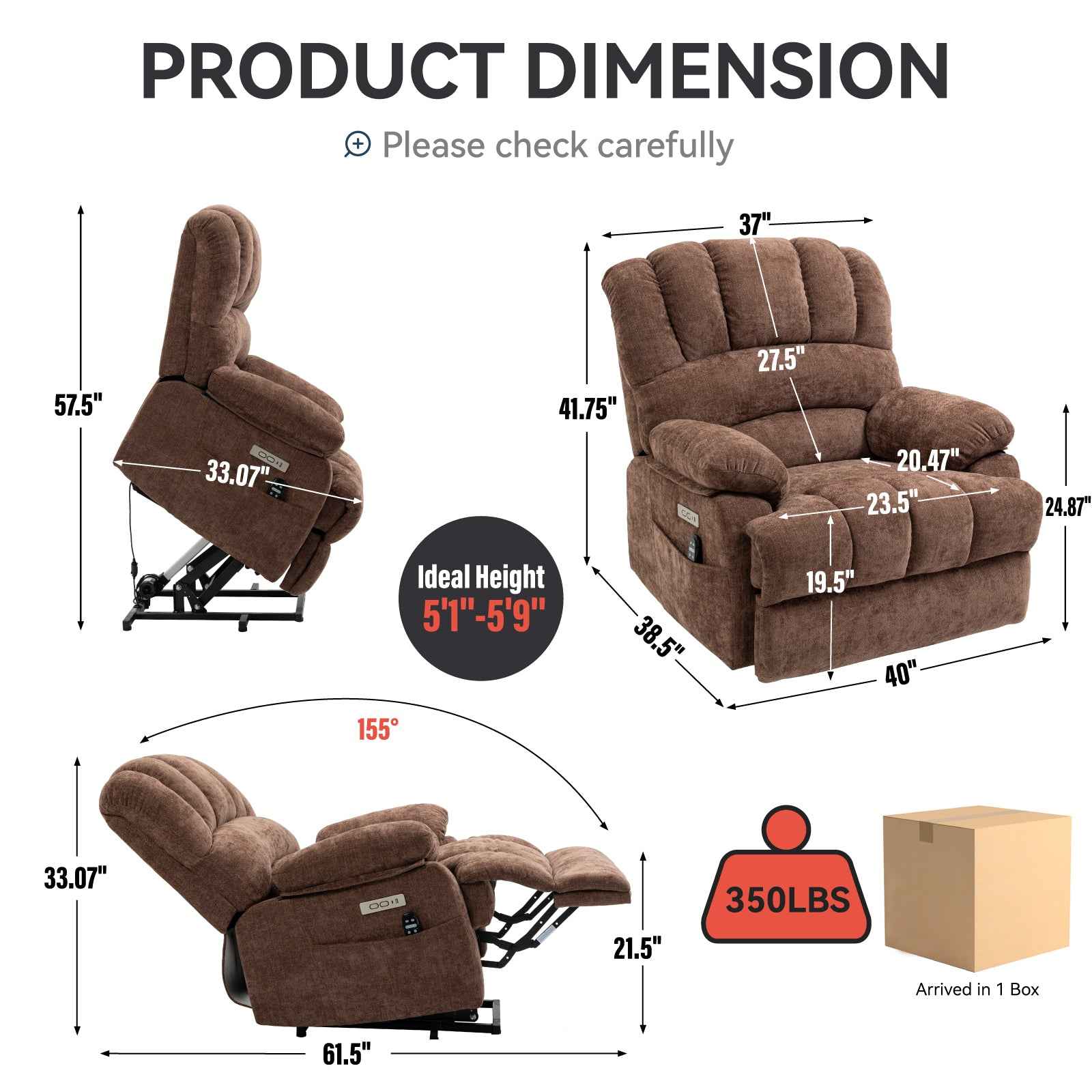 Chenille Power Lift Recliner detail image 41