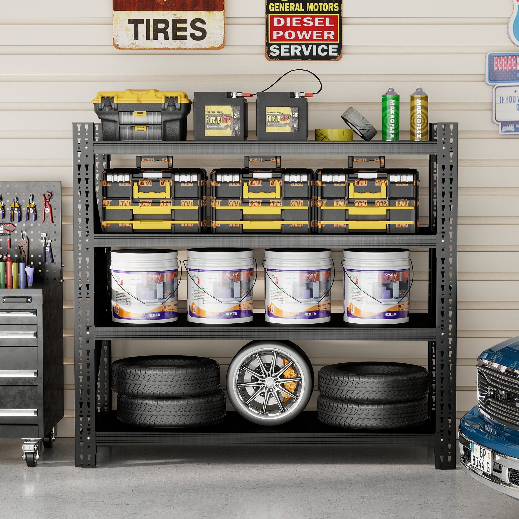 Heavy Duty Metal Adjustable Garage Shelving Unit, 4000lb Capacity Industrial Storage Rack for workshop, garage, storage, or utility use