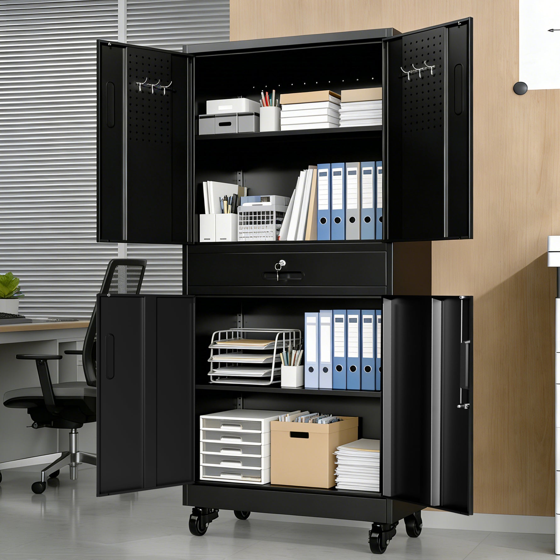 Metal Storage Cabinet with Drawer for workshop, garage, storage, or utility use