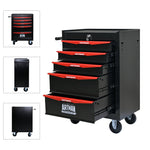 Rolling 5-Drawer Steel Tool Chest with Stainless Steel Top for workshop, garage, storage, or utility use