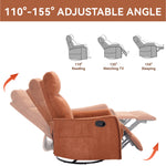 Heat Massage Manual Recliner Chair with Rocker and Swivel in Fabric for Living Room detail image 7