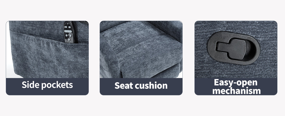 Heat Massage Manual Recliner Chair with Rocker and Swivel in Fabric for Living Room detail image 22