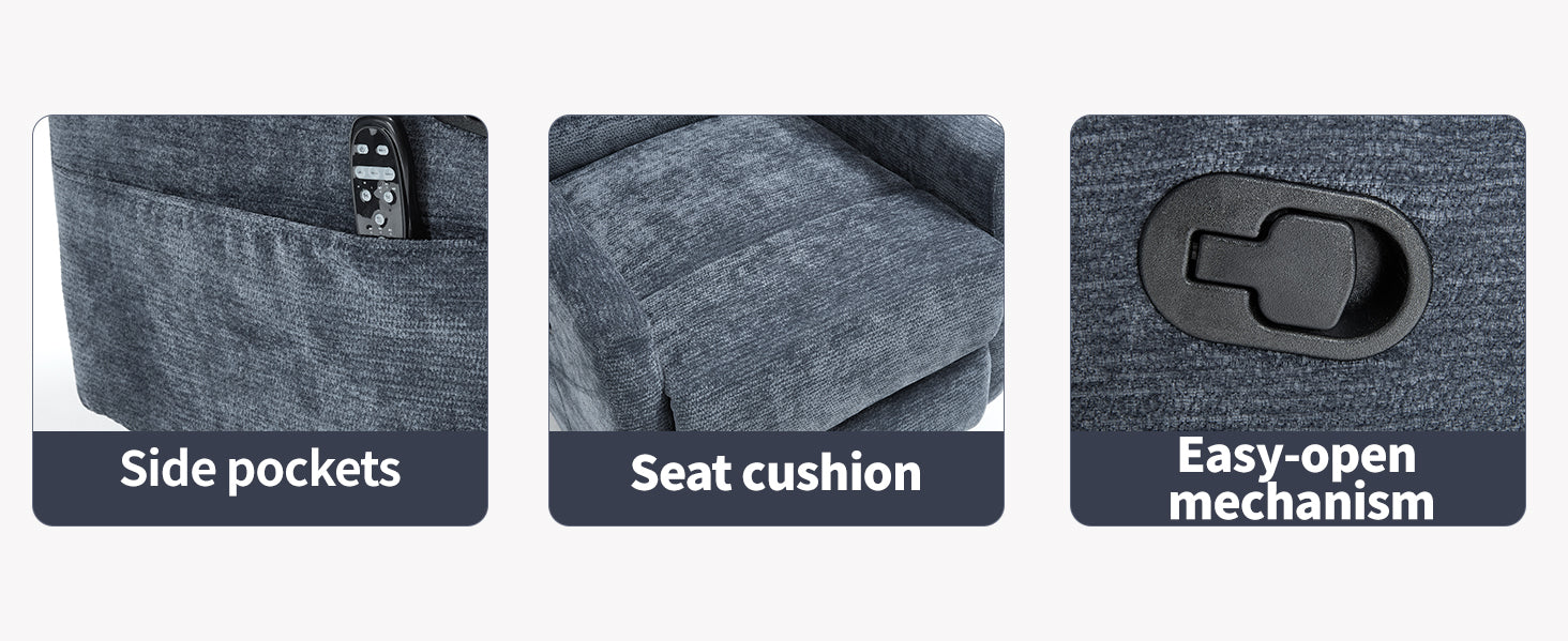 Heat Massage Manual Recliner Chair with Rocker and Swivel in Fabric for Living Room detail image 22