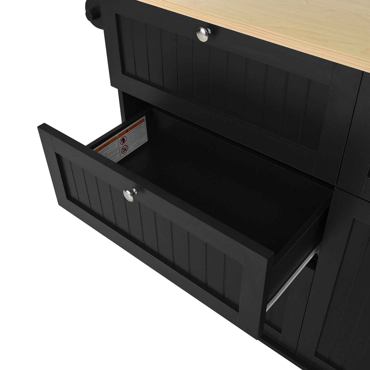 Farmhouse Kitchen Island with Drop Leaf, Power Outlet & 2 Seats product view 55