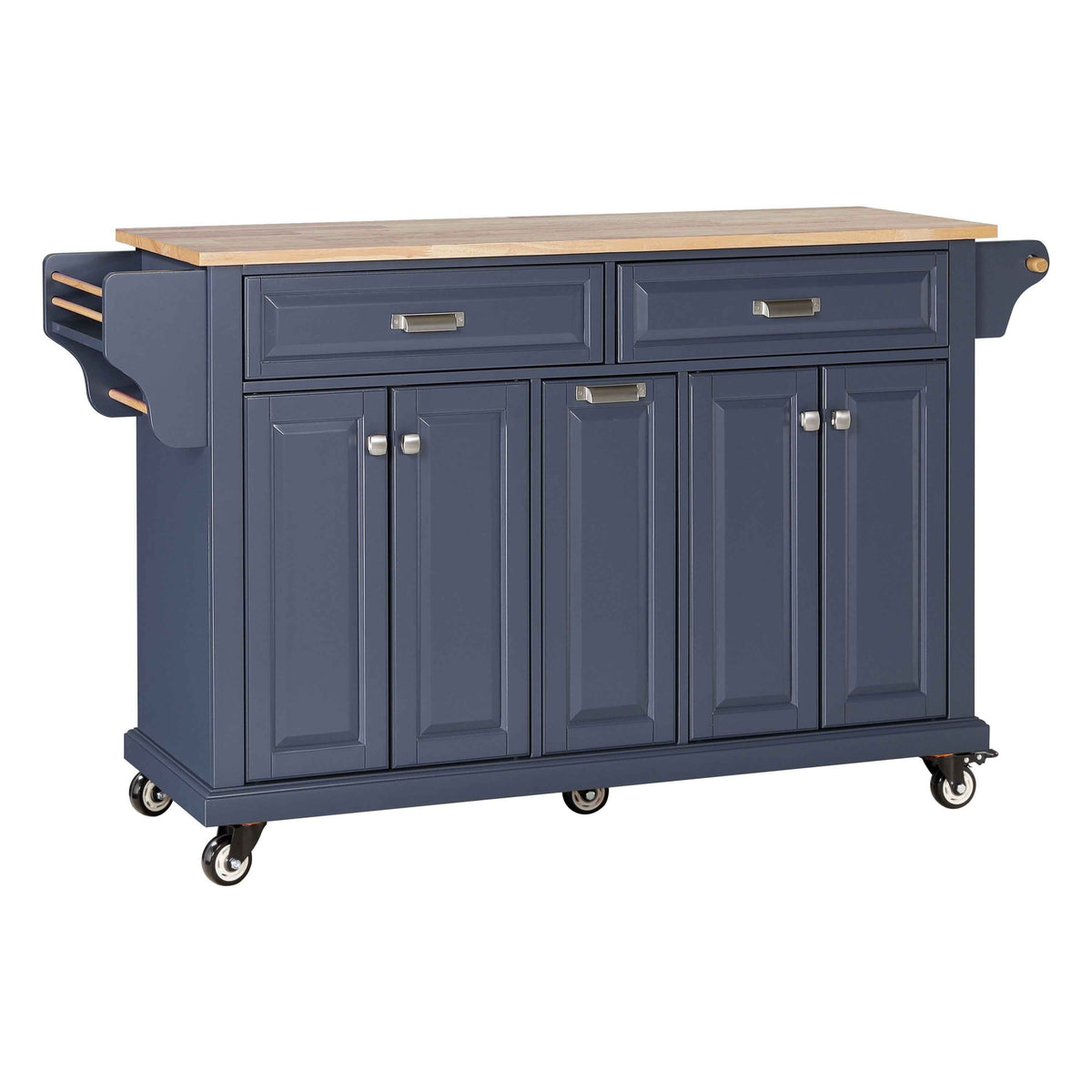 Rubberwood Drop-Leaf Kitchen Cart with 3 Drawers product view 45