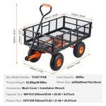 Metal Garden Dump Cart with 2-in-1 Handle for workshop, garage, storage, or utility use