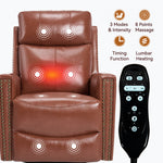 Genuine Leather Heat Massage Manual Recliner Chair with Rocker and Swivel for Living Room detail image 9