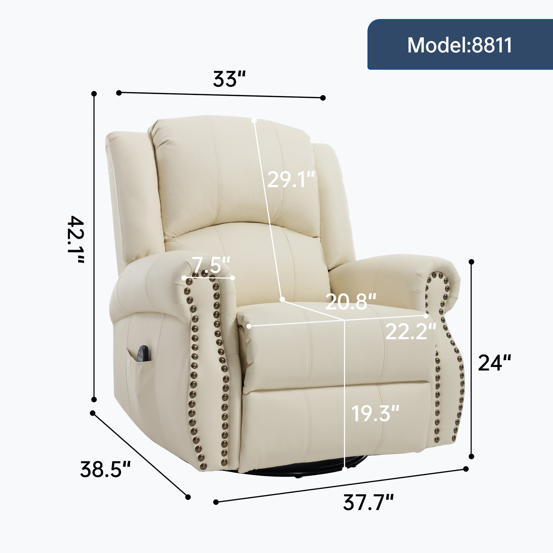 Heat Massage Manual Recliner Chair with Rocker and Swivel for Living Room detail image 61