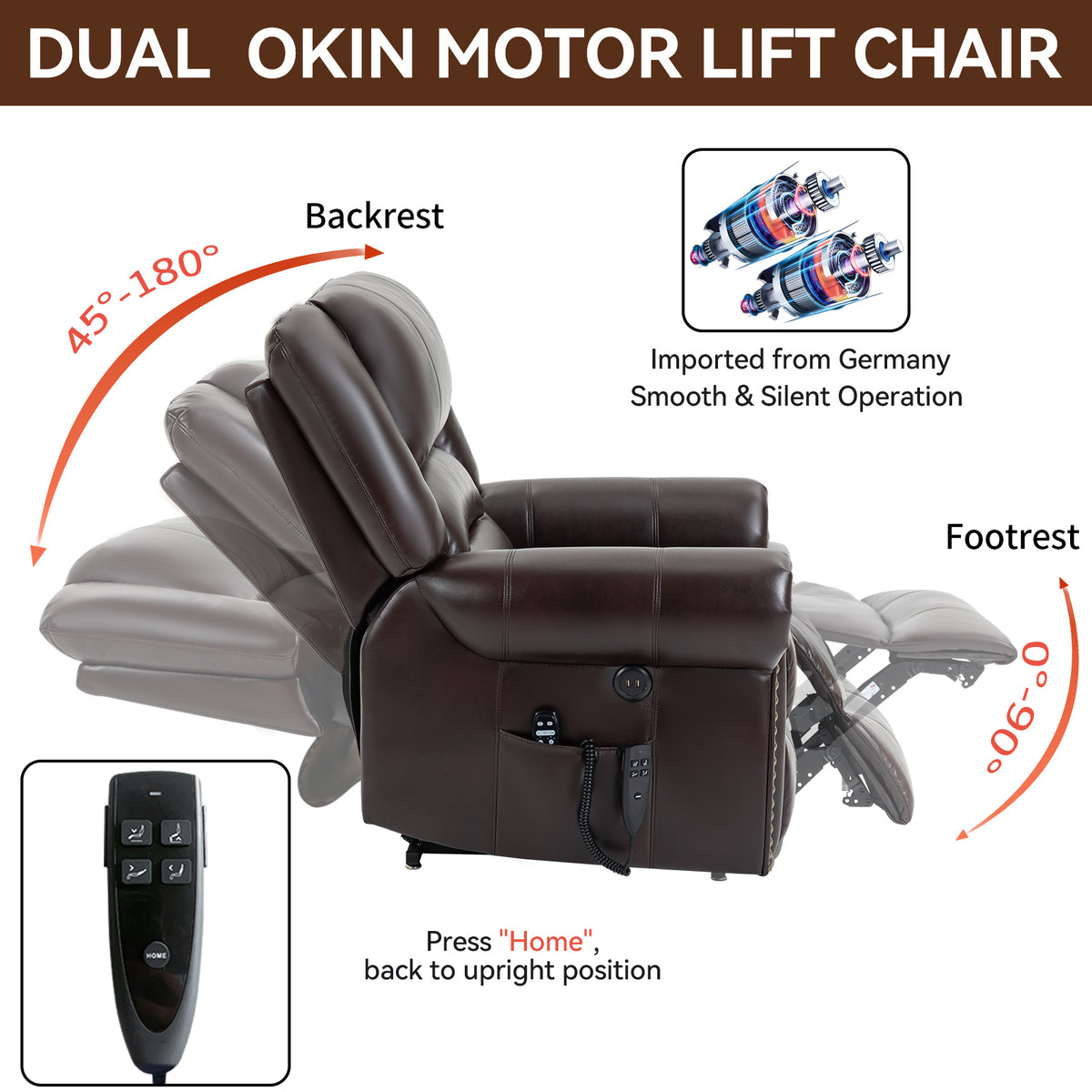 Large Dual-Motor Power Lift Heat & Massage Recliner detail image 107