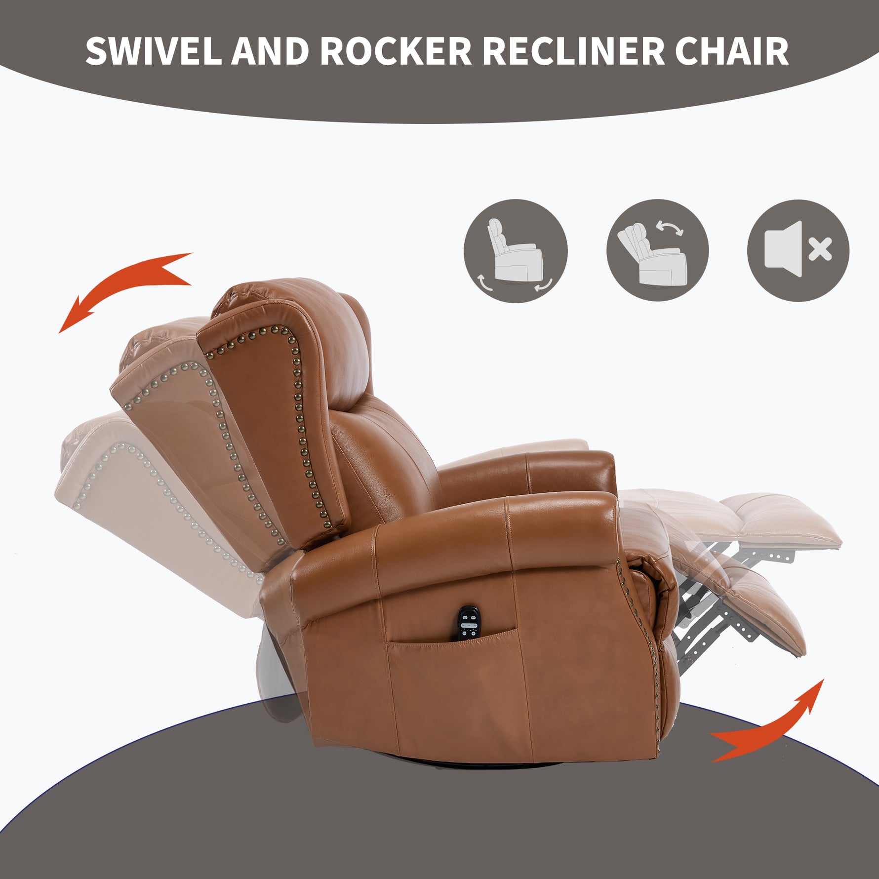 Heat Massage Manual Recliner Chair with Rocker and Swivel for Living Room detail image 41