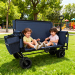 3-in-1 Folding Wagon Cart with Bench Seat & Storage for workshop, garage, storage, or utility use
