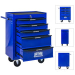 Rolling 5-Drawer Steel Tool Chest with Stainless Steel Top for workshop, garage, storage, or utility use