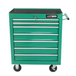 7-Drawer Multifunctional Tool Cart with Wheels - Green for workshop, garage, storage, or utility use