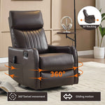 Faux Leather Heat Massage Manual Recliner Chair with Rocker and Swivel for Living Room detail image 23