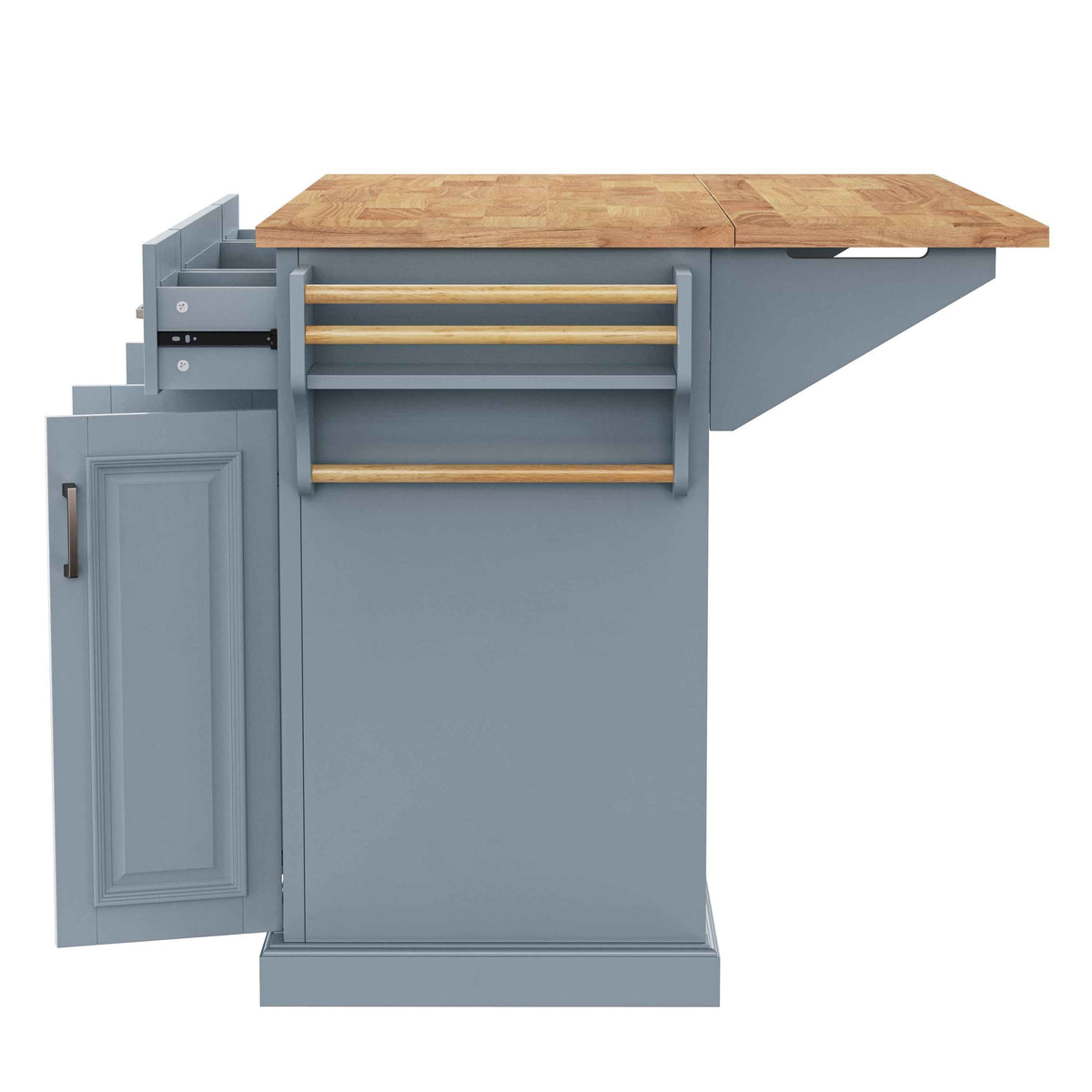 54 in. Rolling Kitchen Island with Drop Leaf & Storage product view 85