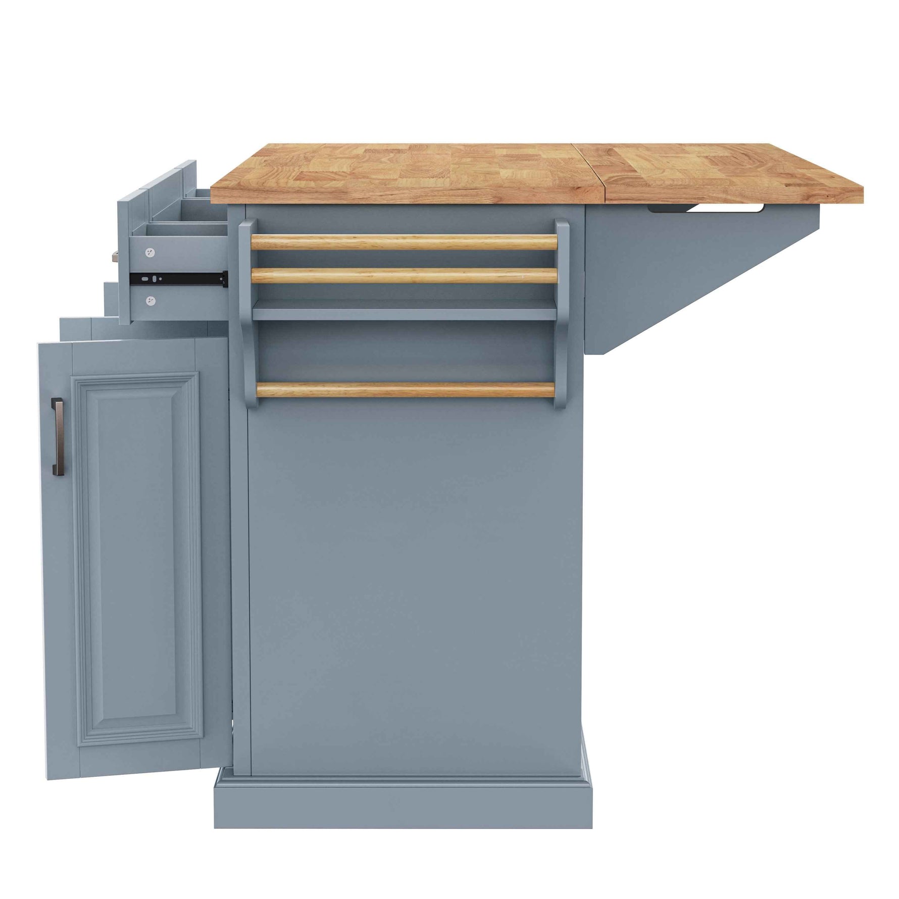 54 in. Rolling Kitchen Island with Drop Leaf & Storage product view 85