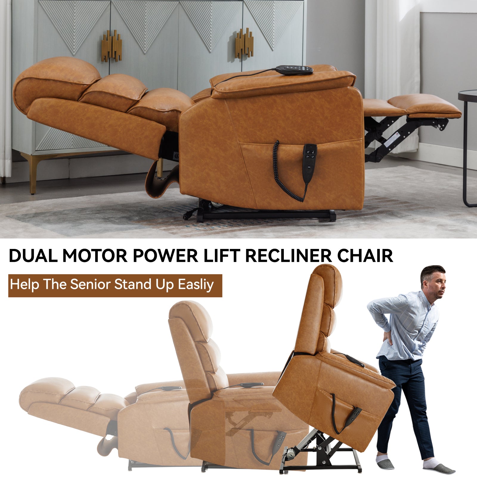 Dual-Motor Power Lift Heat & Massage Recliner detail image 31