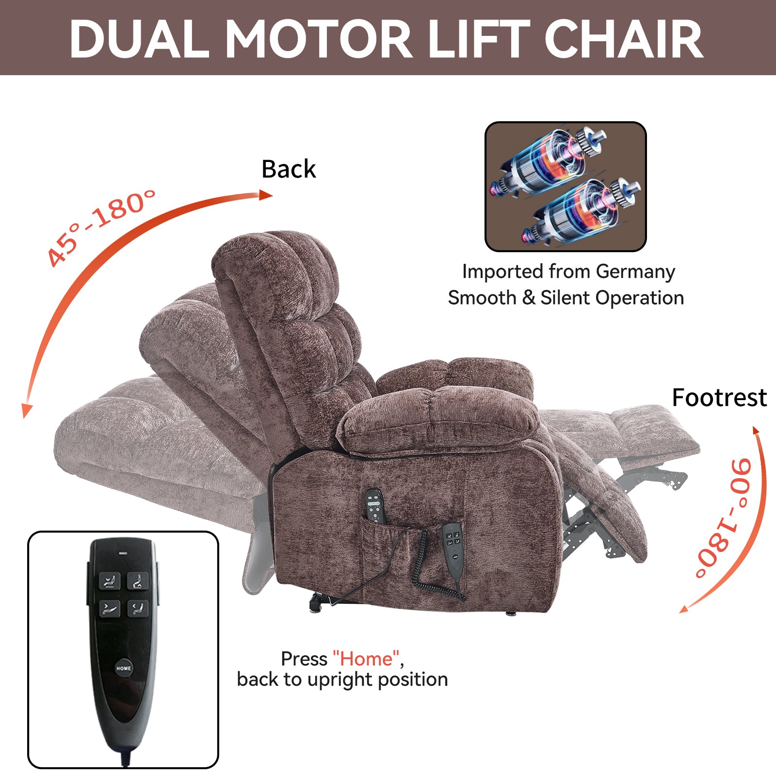 Dual-Motor Lift Recliner with Heat & Massage, 350 lb Capacity detail image 58