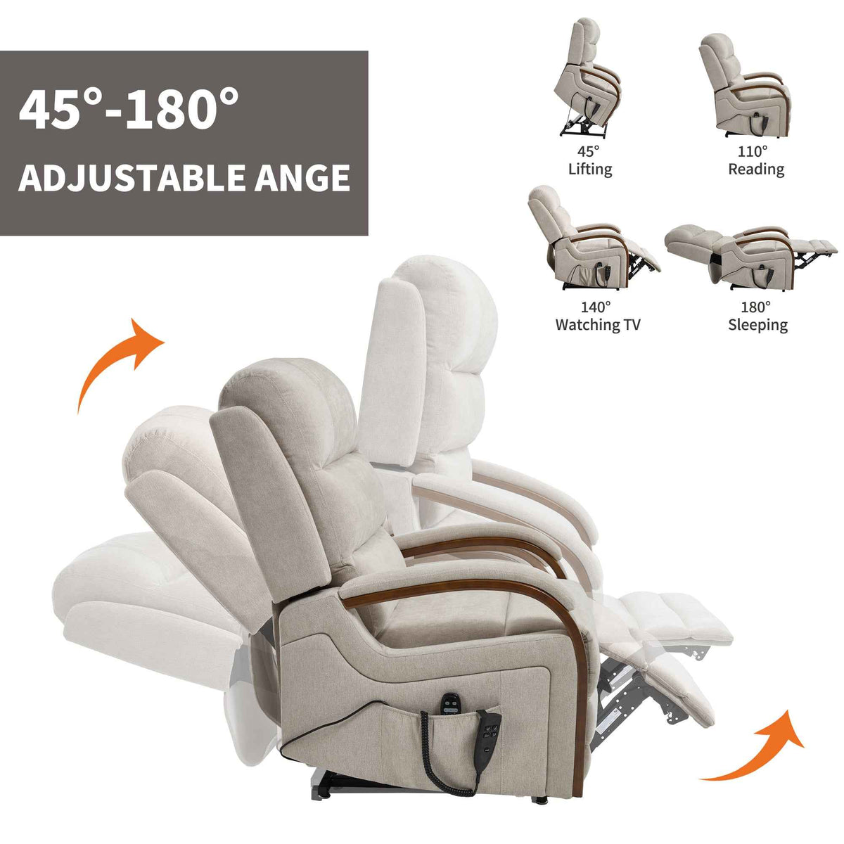 Power Chenille Lift Recliner Chair Dual Motor Infinite Position Up to 350 Pounds detail image 80