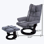 8-Point Massage Recliner with Ottoman, Heated Reclining Chair, Bent Wood Base detail image 15