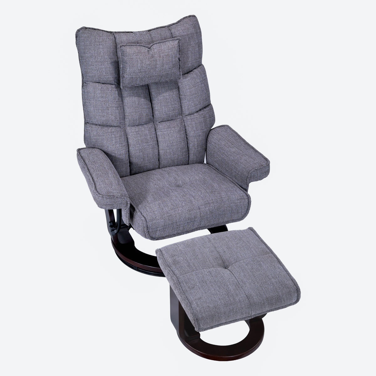 8-Point Massage Recliner with Ottoman, Heated Reclining Chair, Bent Wood Base detail image 9