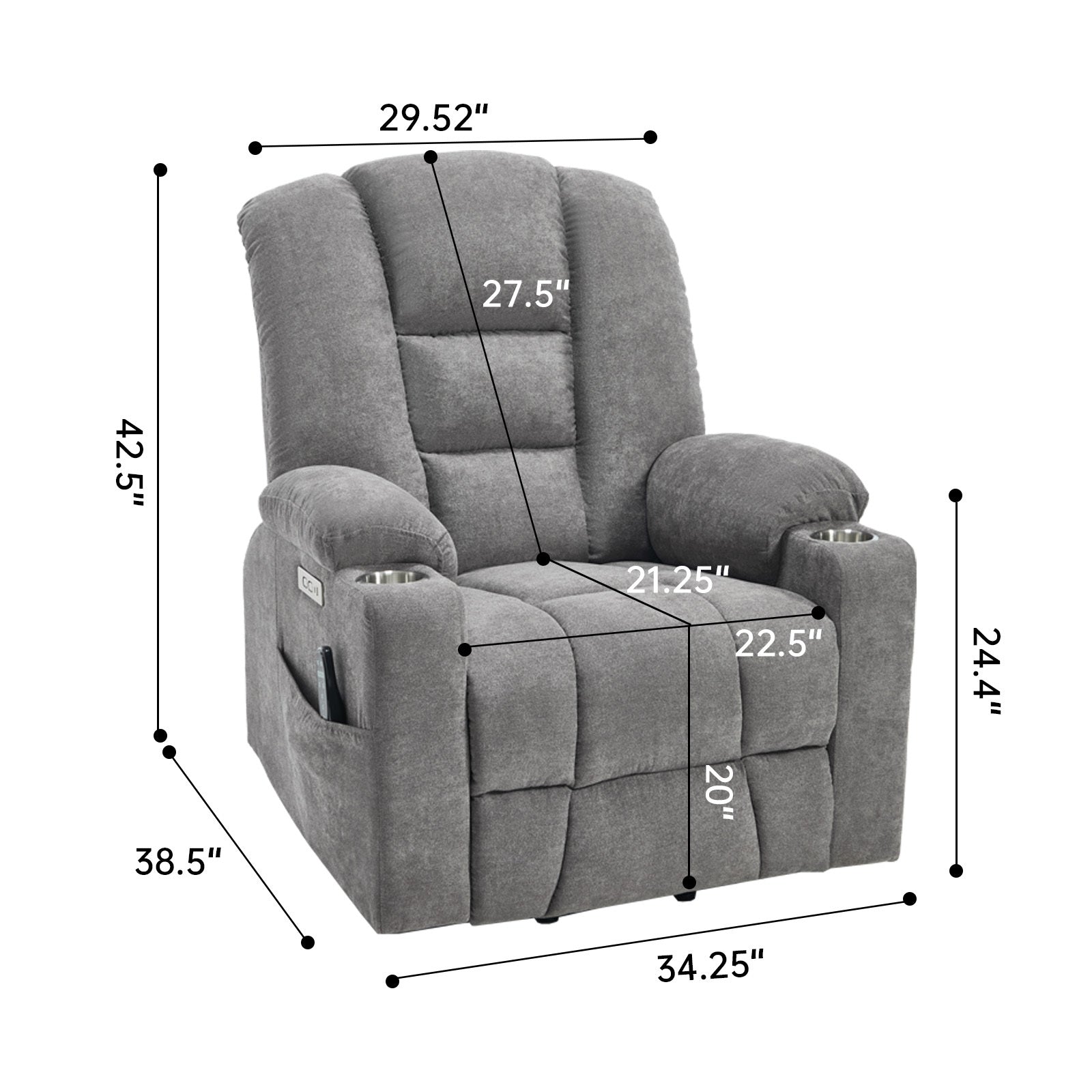 Large Dual-Motor Power Lift Heat & Massage Recliner detail image 36