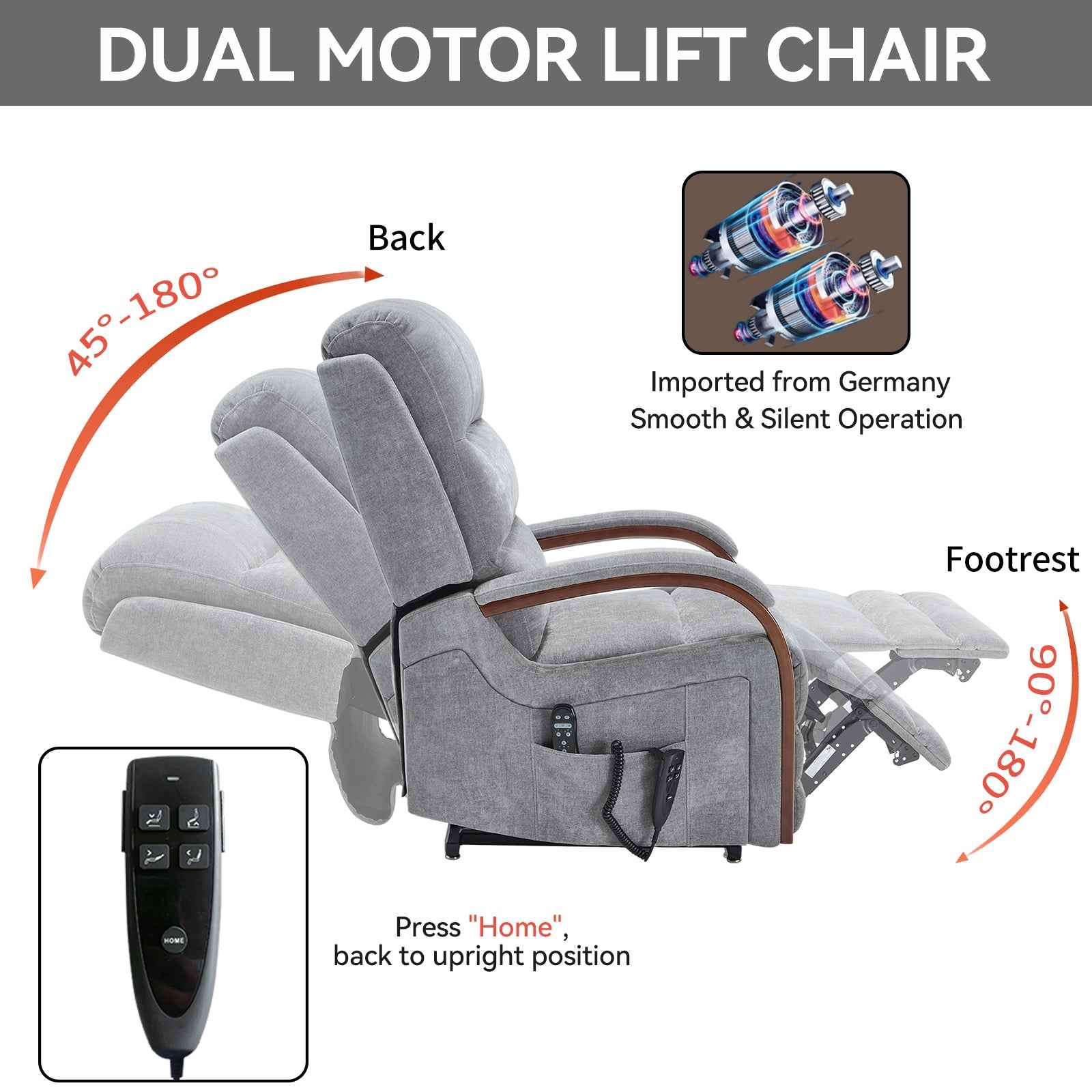 Power Chenille Lift Recliner Chair Dual Motor Infinite Position Up to 350 Pounds detail image 42