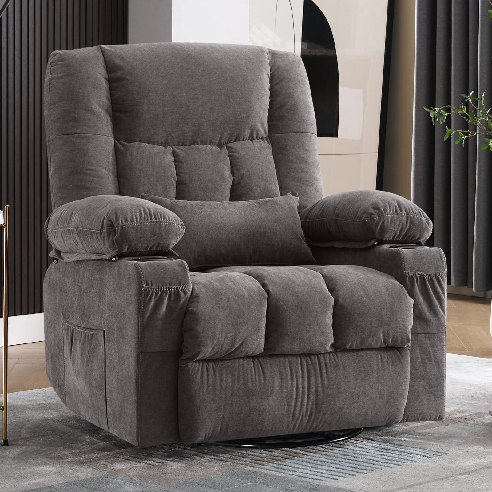 Massage Swivel Rocker Recliner with Vibration, Heat & Ergonomic Lounge Support detail image 28
