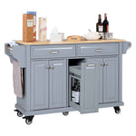 Rubberwood Drop-Leaf Kitchen Cart with 3 Drawers product view 37