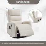 Heat Massage Manual Recliner Chair with Rocker and Swivel in Fabric for Living Room detail image 5