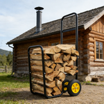 Rolling Steel Firewood Log Cart & Storage Rack for workshop, garage, storage, or utility use