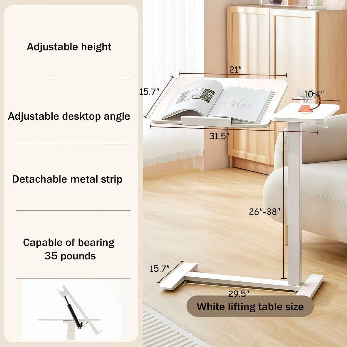 Height Adjustable Rolling Overbed Laptop Desk mobile laptop workstation